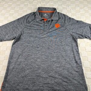 Colosseum Clemson Tigers Polo Shirt Mens Large Gray Orange Embroidered‎